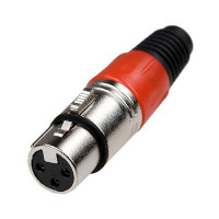Разъем XLR 3P "гн" металл цанга на кабель, красный, E28-32