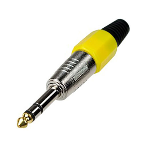 Штекер 6.3мм стерео металл цанга "позолоченный" носик на кабель (желтый), E28-22