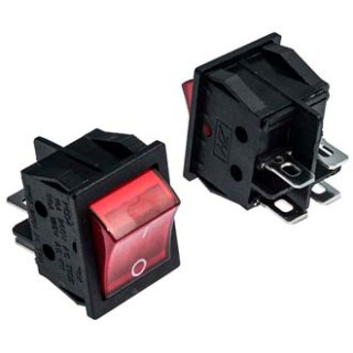 Выключатель KCD4-201N-C3-R/4P ON-OFF красный