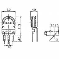 Резистор подстроечный SH-083 200K (СП3-38А), K187-6 - Резистор подстроечный SH-083 200K (СП3-38А), K187-6