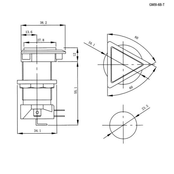 Кнопка GMSI-6B-T no(nc)+nc(no) red