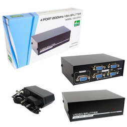 Разветвитель VGA Splitter 1x4 4Port (black) VGA-2004