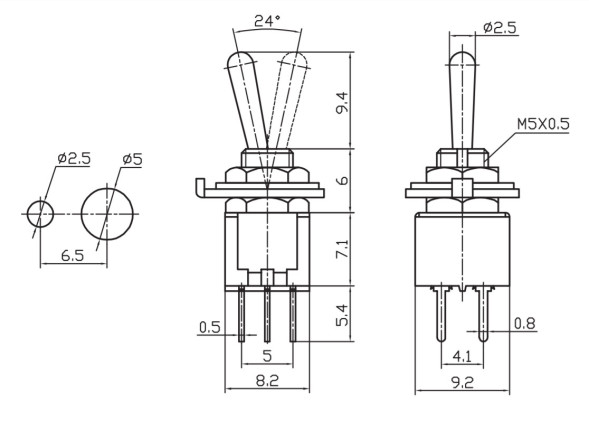 Тумблер SMTS-202-A2 ON-ON
