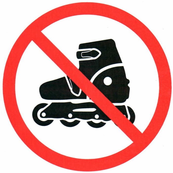 Информационный знак На роликах не заходить 150х150