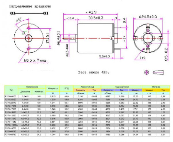 Двигатель R370-8780 12,0VDC