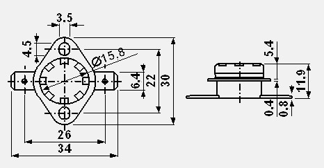 Термостат KSD301-FBHL 50°C 15A 250V