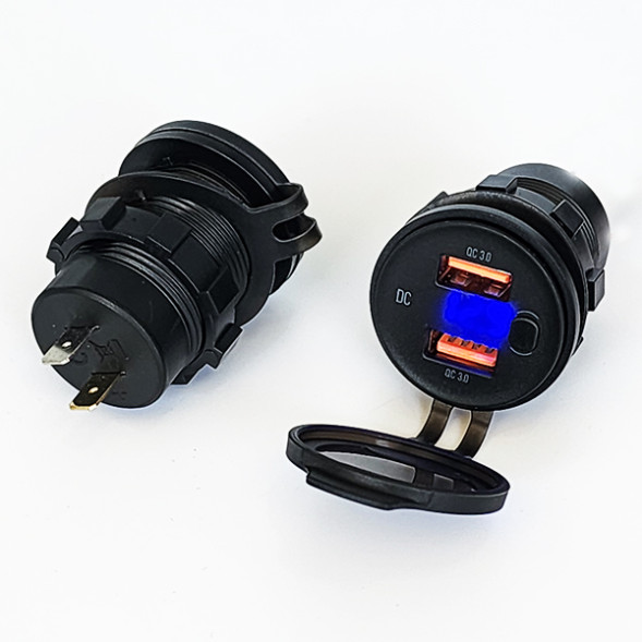 Разъем USB врезной 12V-24V 2USB CR1040 QC3.0 + QC3.0 + Вольтметр