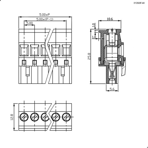 Клемма XY2500F-AV-04P 5mm(2EDKA-04)