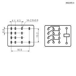 Реле 4453 (18F)-4 (HH54P) 240VAC 5A
