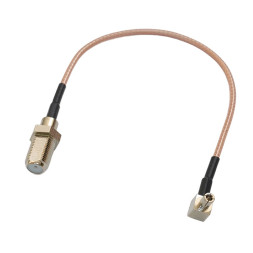 Разъем (пигтейл) TS9 male угловой- F female, 200мм RG316