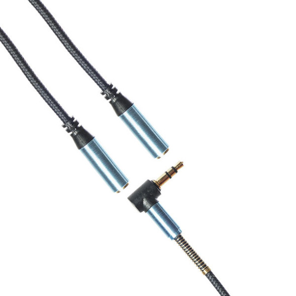 Кабель AUX разветлитель AX01 такневый металл. штекер 25см (grey)