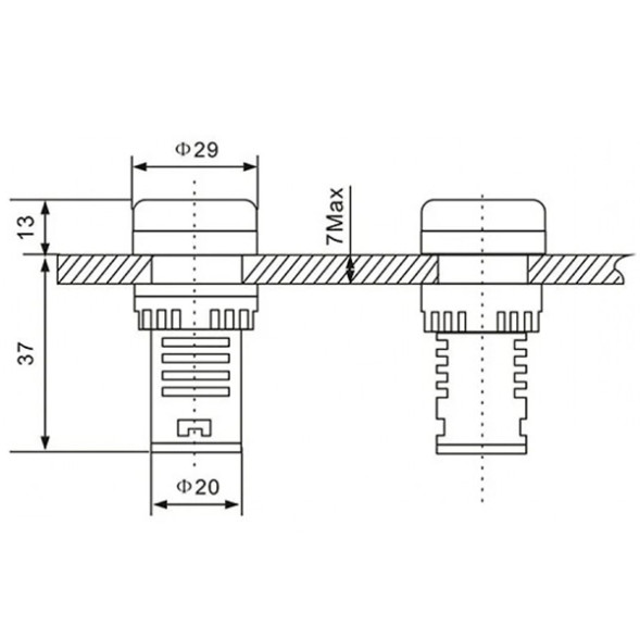Встраиваемый вольтметр AD16-22DSV 60-500VAC синий