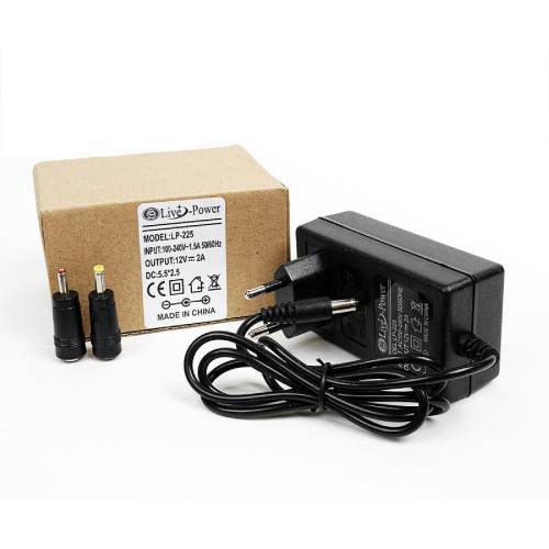 БПИ 12VDC 2A 2.5*5.5 + 2 насадки (4,0*1,7/3.5*1.35) LP-225