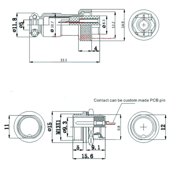 Разъем GX12 12M-3A + 12M-3B