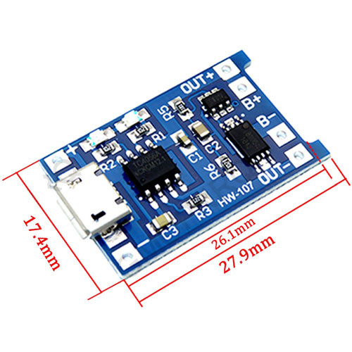 Модуль заряда для Li-ion аккумуляторов с защитой на TP4056, Micro USB