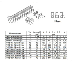 Клеммная колодка PA12-10A-10mm H-Type