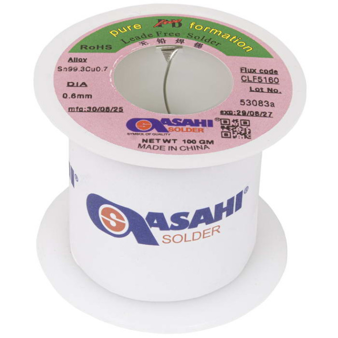 Припой Sn99.3/CU0.7 d0.6mm 100g ASAHI