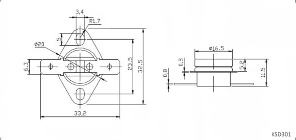 Термостат KSD301 85°C 10A 250V