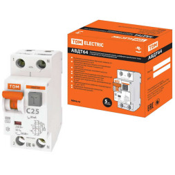 Автоматический выключатель АВДТ 64 2Р(1Р+N)C25 30мА А защ.265В