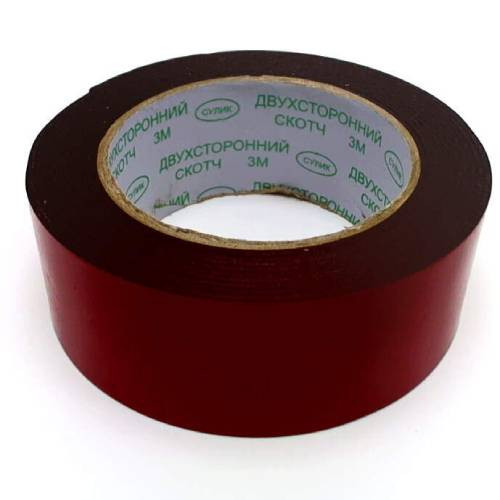 Скотч двусторонний Сулик 50 мм х 3 м черный, вспененный