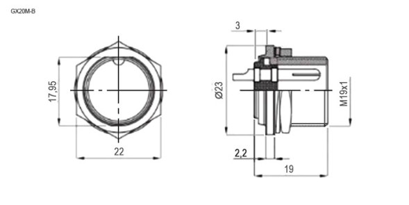 Разъем GX20 20M-4B