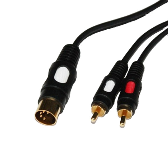 Шнур DIN 5 pin &quot;шт&quot; - 2 x RCA &quot;шт&quot; &quot;позолоченный&quot; OD4.0x8.0мм 1.5м