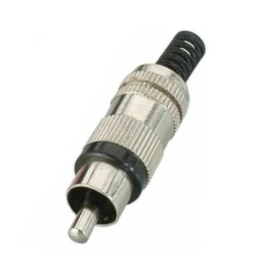 Штекер RCA металл-пластик на кабель, черный