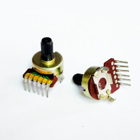 Резистор переменный R1615G D=16mm, ручка 10мм круг, 10 КОм стерео, K69-5