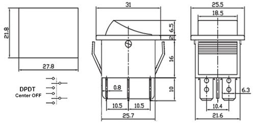 Выключатель KCD4 6pin ON-ON зеленый