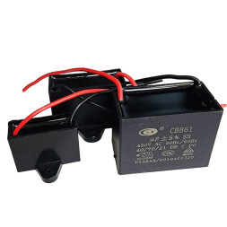 Конденсатор CBB61 (1+1WIRES) 10 мкФ 450 В 50x25x35 с крепежом