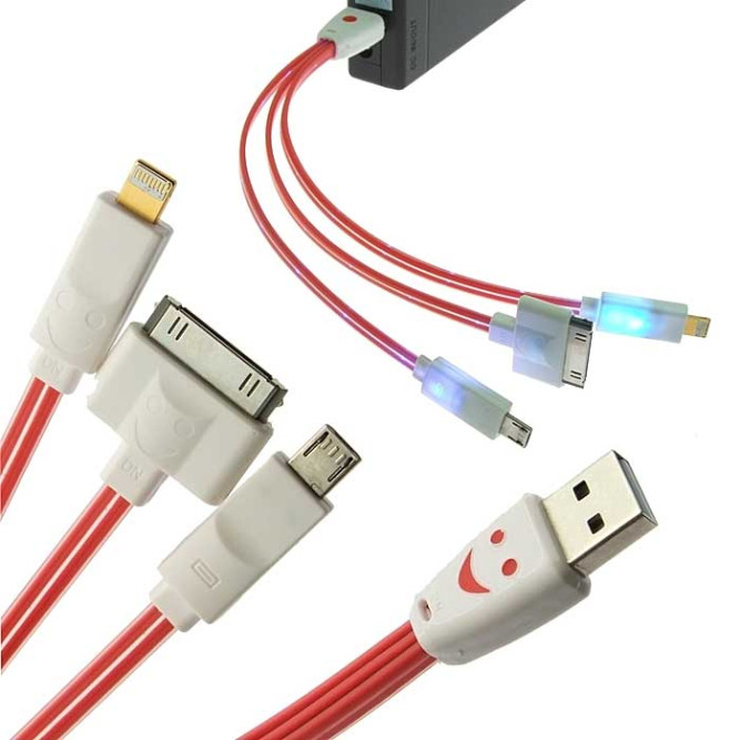 Шнур для мобильных устройств USB 1to 3 light line &amp; smile  20cm