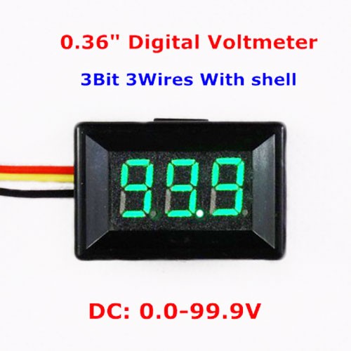 Цифровой вольтметр 0.0-99.9V DC 0.36 " зеленый, B5-19