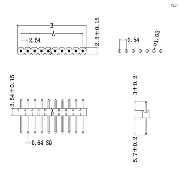 Штыри PLS-40 (шаг 2.54 мм)