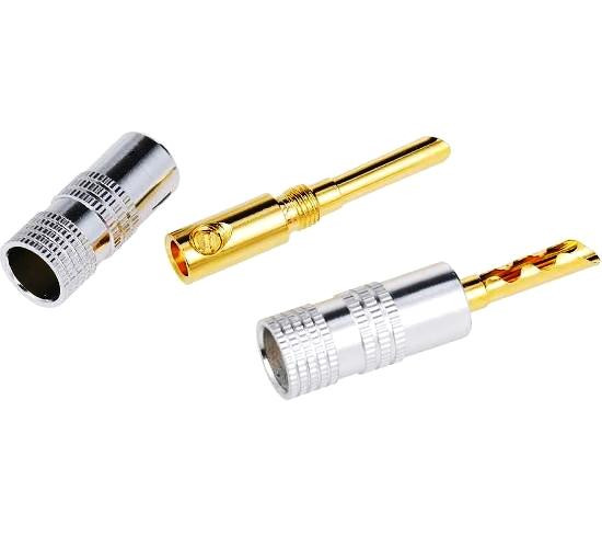 Разъем BANANA &quot;шт&quot; металл &quot;позолоченный&quot; на кабель диаметром до 4.0мм, винт (перо)