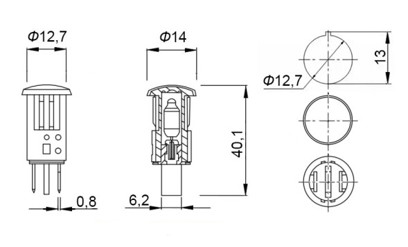 Неоновая лампа в корпусе MDX-14 orange 220V