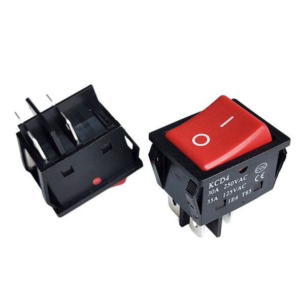 Выключатель KCD4 30A 250VAC ON-OFF, красный без подсветки