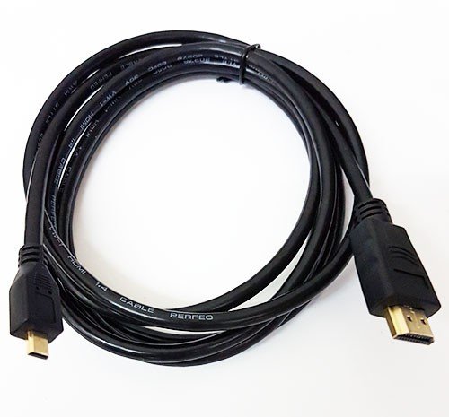 Кабель HDMI A вилка - HDMI C (micro HDMI) вилка, ver. 1.4, длина 2 метра, Perfeo (H1102), S18-8