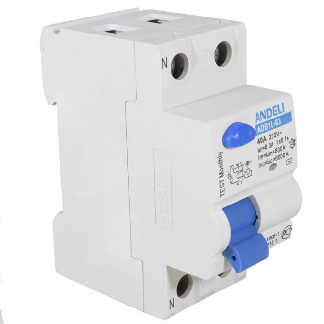 Автоматический выключатель ADB1L-63 2P 40A 300mA тип AC 6kA