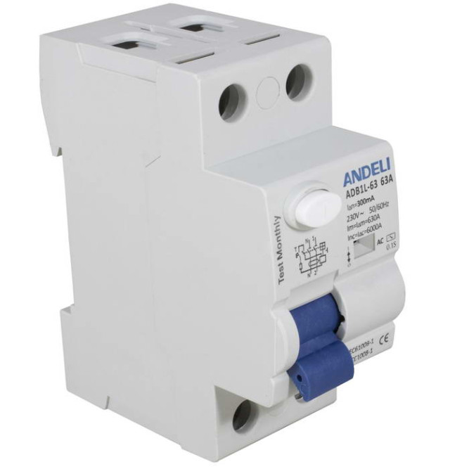 Автоматический выключатель ADB1L-63 2P 63A 300mA тип AC 6kA