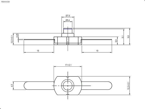 Кнопка PBS101C551 1.5A 250VAC ON-OFF с фиксацией