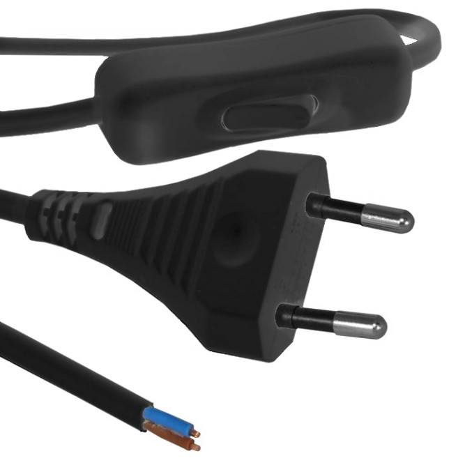 Сетевой шнур ШВВП-ВП S52 2х0.5 1.8м(ч)