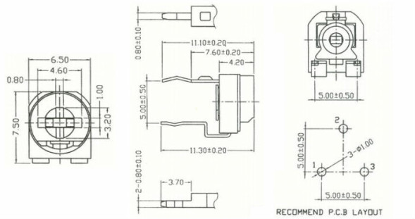 Резистор подстроечный RM065-V1 50 кОм