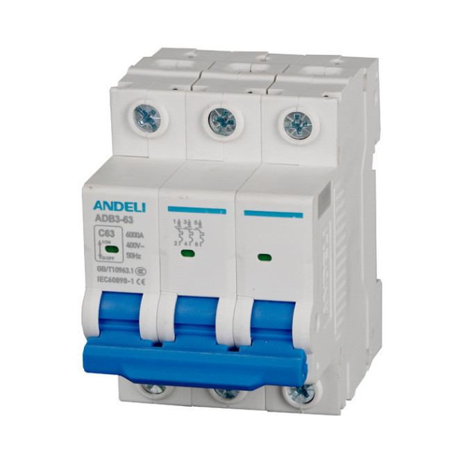 Автоматический выключатель ADB3-63/3P 63A 6kA х-ка C