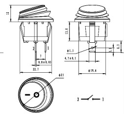 Выключатель SB039 IP65 ON-OFF ф20.2mm