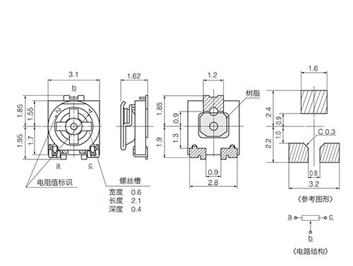 Резистор подстроечный 3x3mm EVM3E 500 кОм