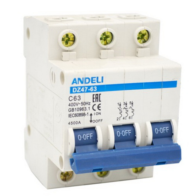 Автоматический выключатель DZ47-63/3P 32A 4.5kA х-ка C