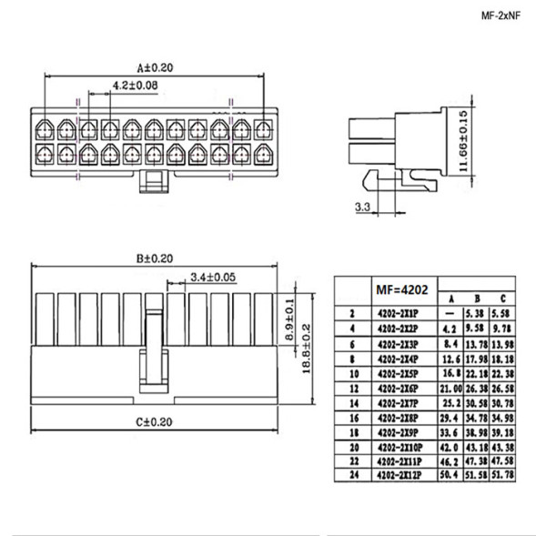 Межплатный кабель MF-2x6F wire 0.3m AWG20