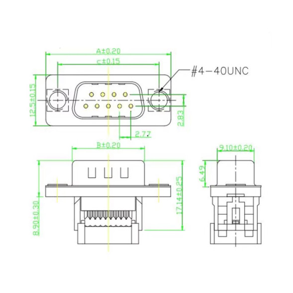 Разъем DI-9M врезной на шлейф
