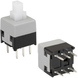 Кнопка миниатюрная PB22E09 с фикс. 8.5x8.5x14