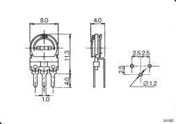 Резистор подстроечный SH-083 2M2 (СП3-38А)